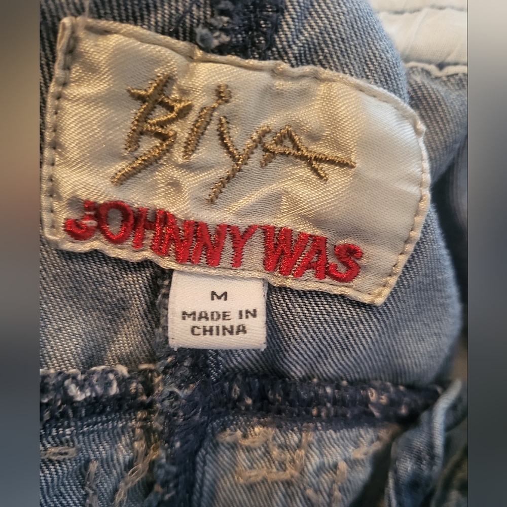 Johnny Was Biya Embroidered Denim Joggers Jean Pants Size M - Picture 8 of 10